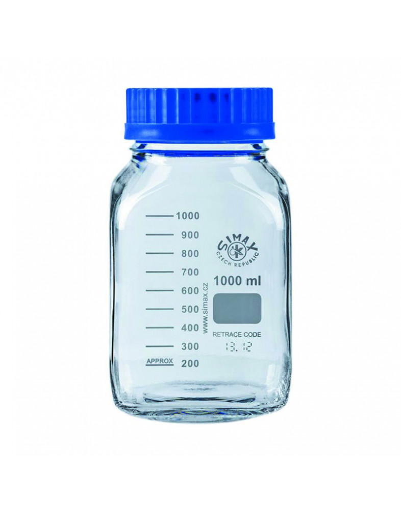 Бутыль лабораторная светлое стекло с винтовой крышкой (широкое горло) 1000 мл (2080/М/1000) SIMAX